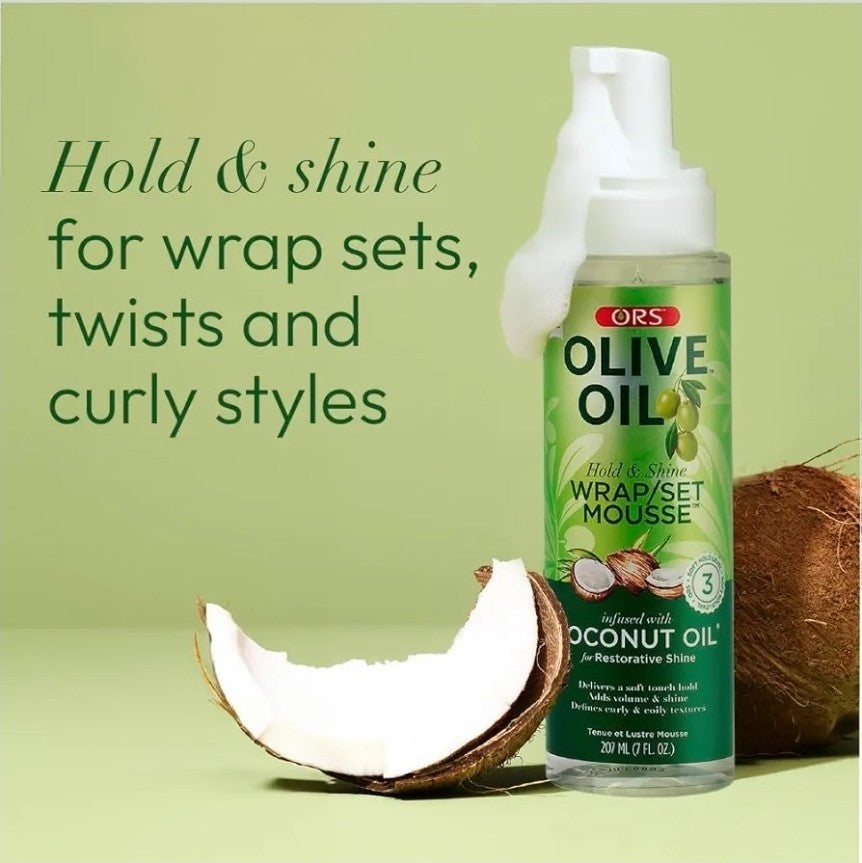 ORS Olive Oil Hold & Shine Mousse | Strong Wrap & Set Styling Foam New
