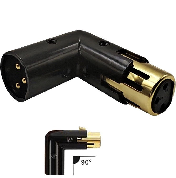 Right Angle XLR Male to Female Adapter – Adjustable 3‑Pin 90° Audio Connector