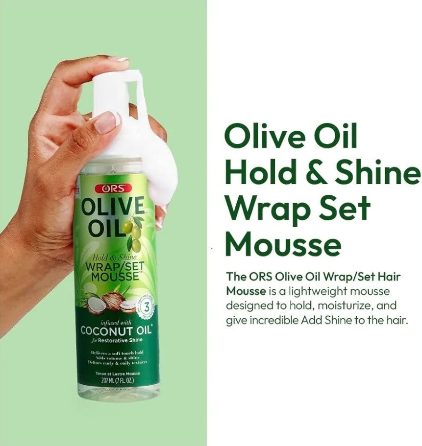 ORS Olive Oil Hold & Shine Mousse | Strong Wrap & Set Styling Foam New