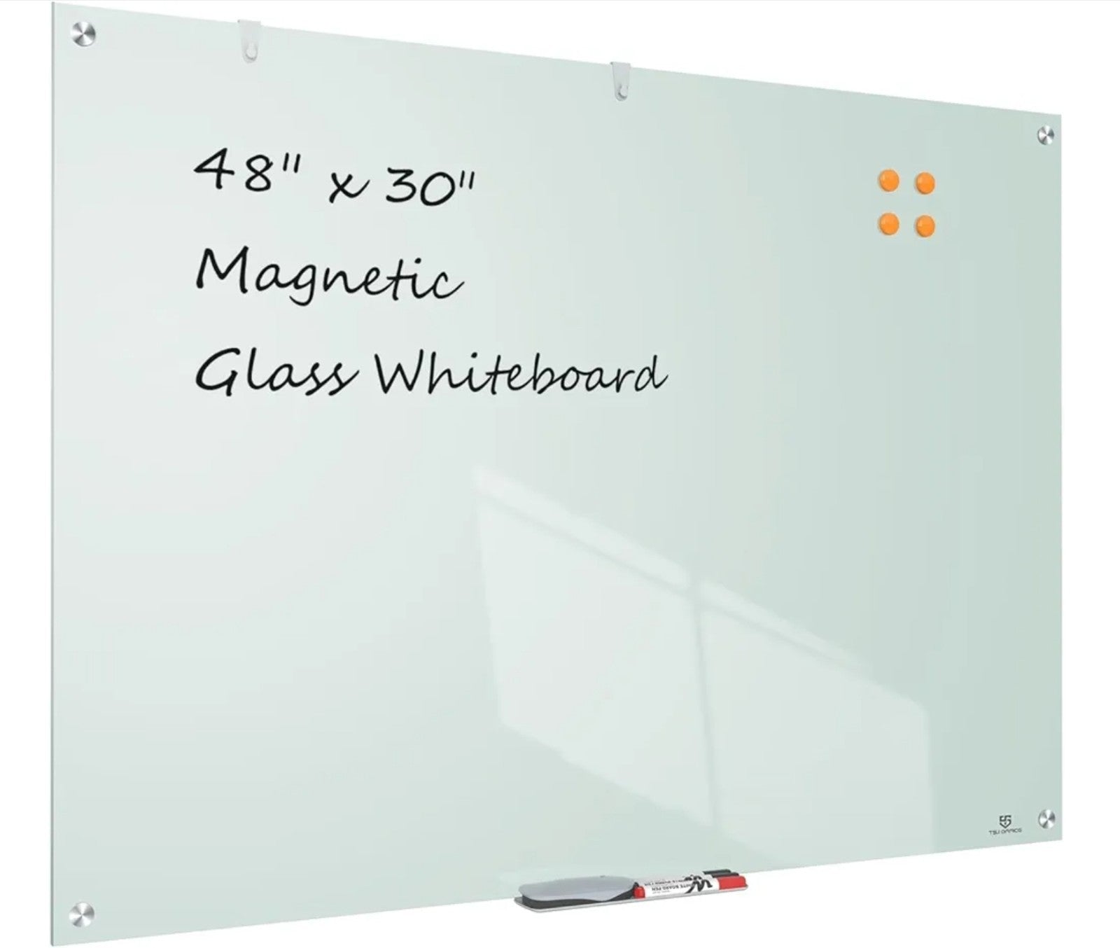 Glass Dry-Erase Board - 48 X 30 Inches Wall Mounted Whiteboard with Magnetism...