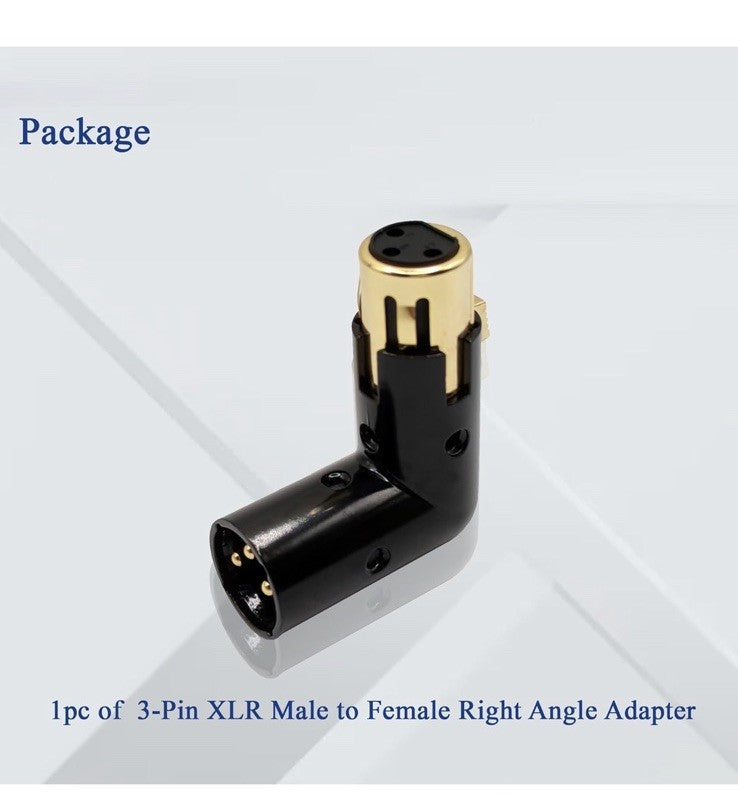 Right Angle XLR Male to Female Adapter – Adjustable 3‑Pin 90° Audio Connector