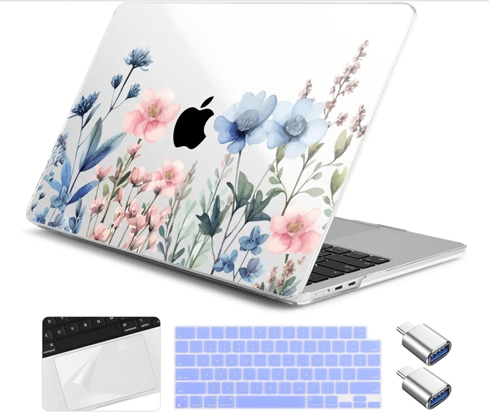 For MacBook Air 13" M2 M3 M4 M5 Crystal Hard Case +Keyboard & Trackpad Protector