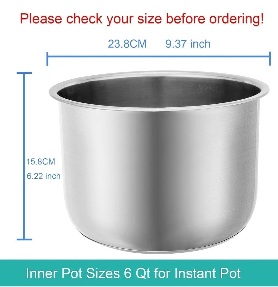 Stainless Steel Inner Pot for Instant Pot 6QT, Upgrade Replacement Pot for Insta