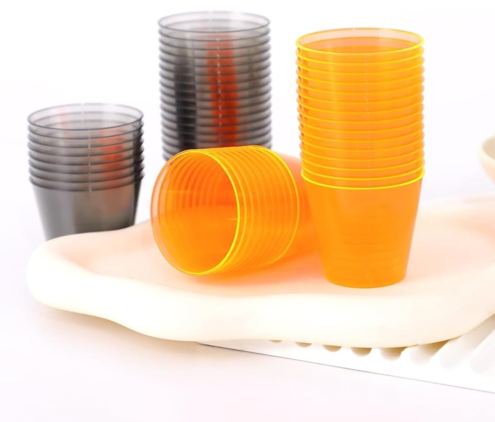 100ct 1 oz Disposable Hard Plastic Shot Glasses Jello Cups Iridescent Neon Party