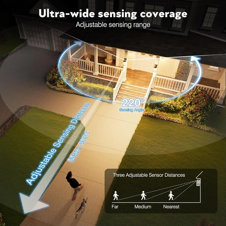 White Outdoor Wall Lights, Motion Sensor Porch Light Outdoor, Dusk to Dawn Ou...
