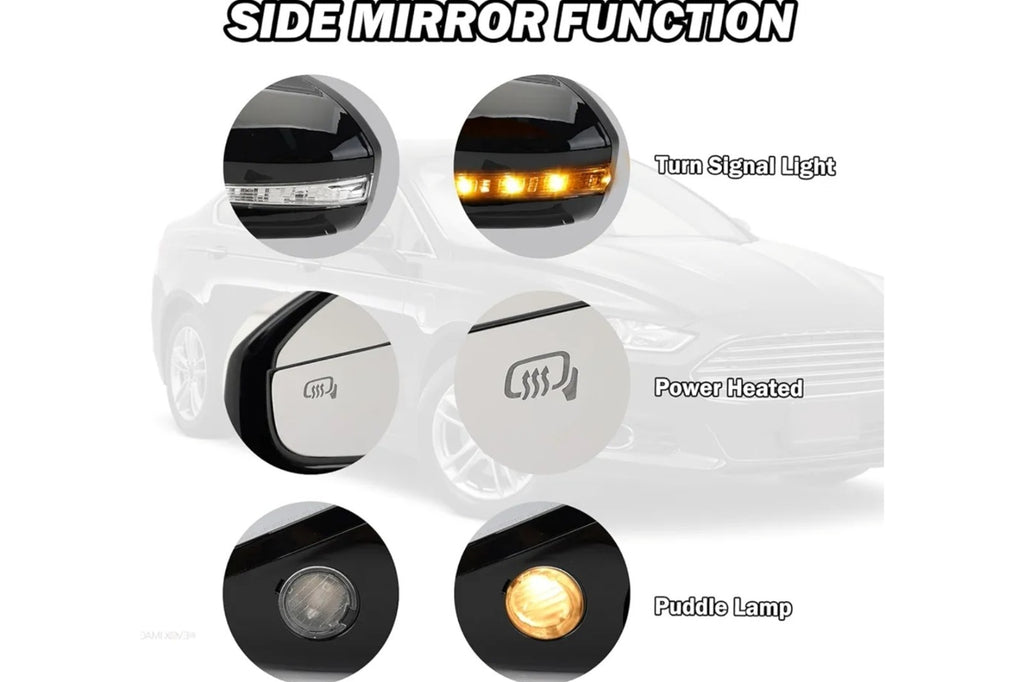 Left Driver Side Black 7 Pin Mirror for 2013 2014 2015 2016 Ford Fusion Sedan S