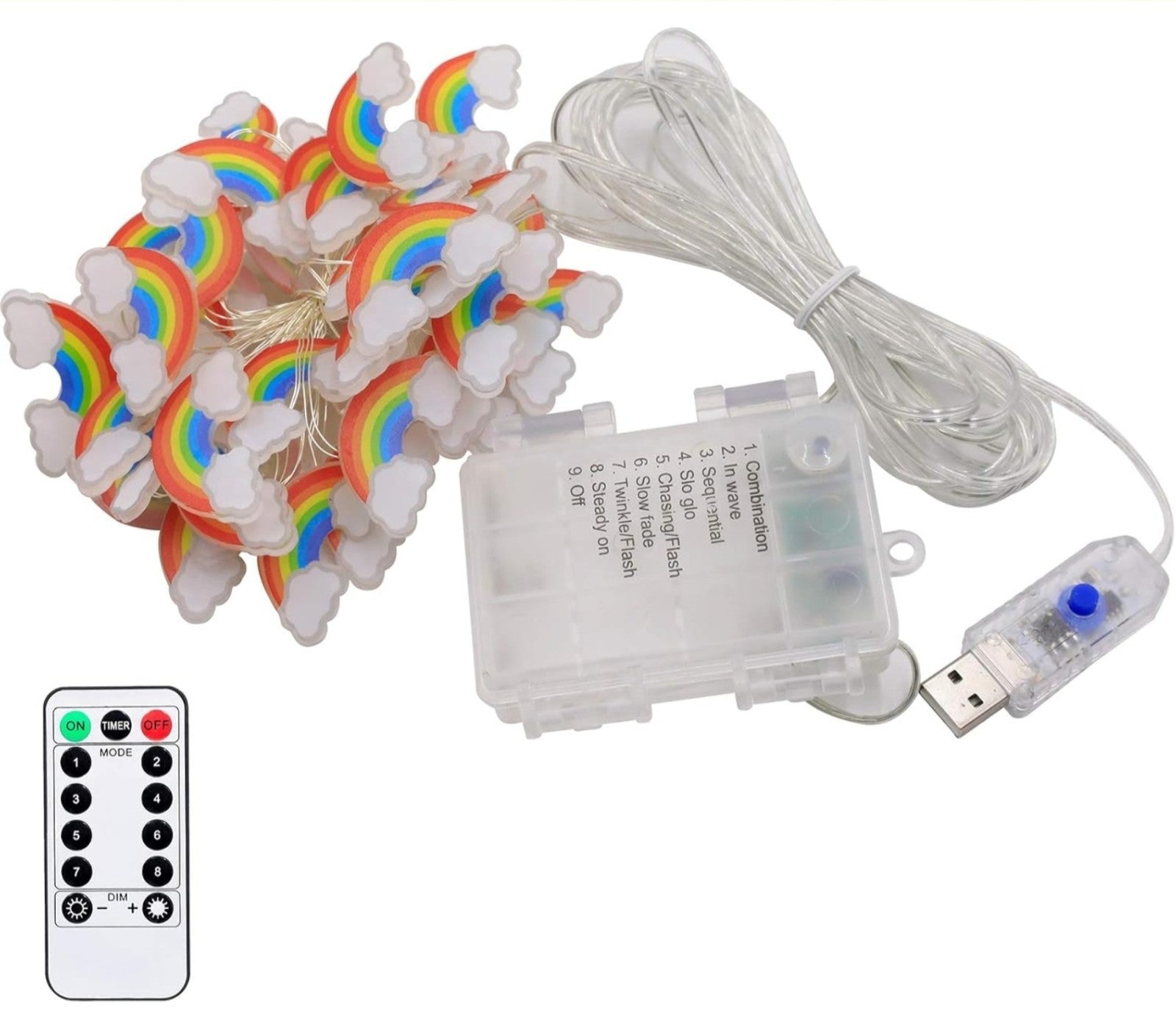Rainbow String Lights 40 LED Decorative Light Indoor & Outdoor USB or Battery