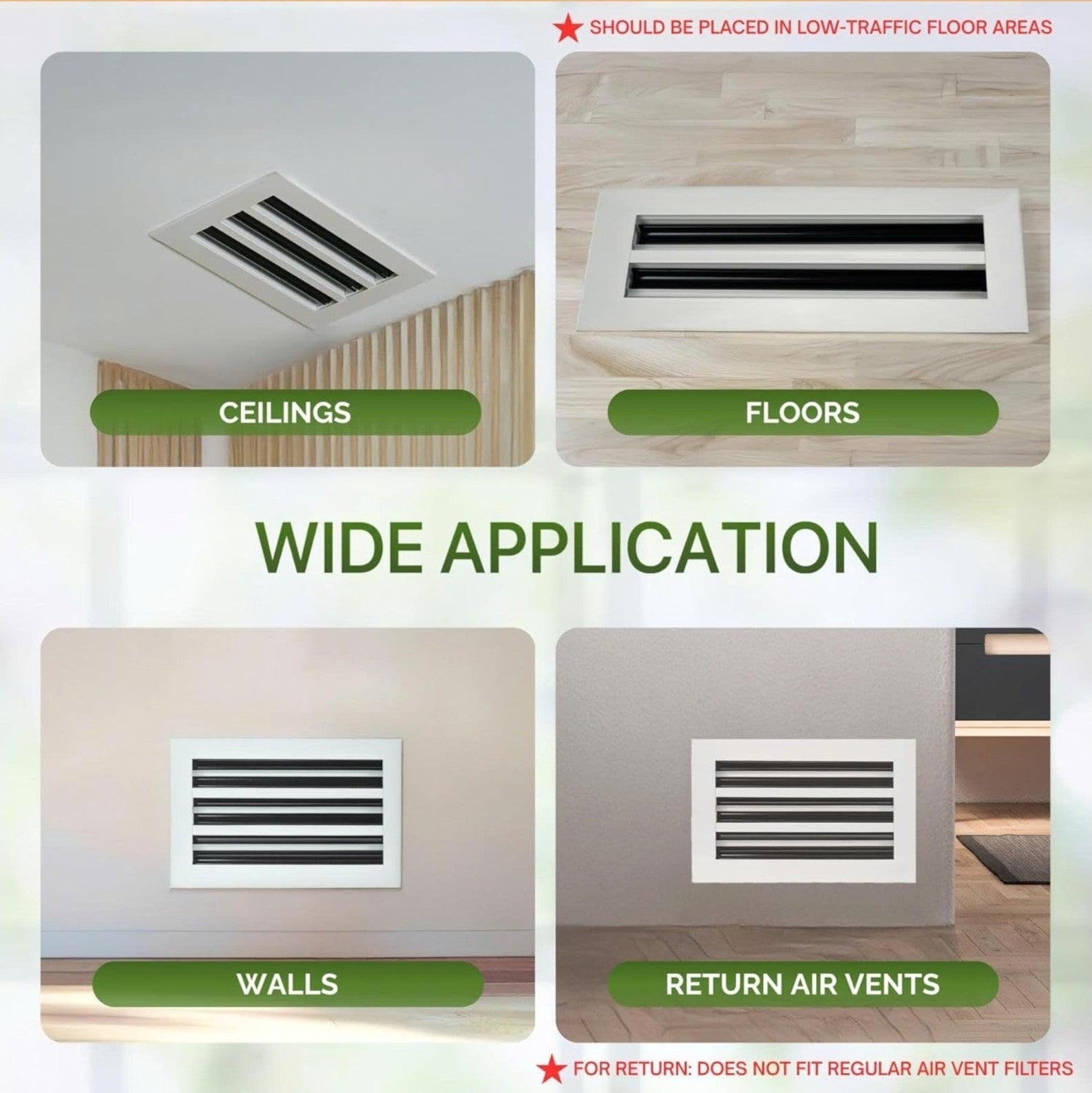 8x8 Modern AC Vent Cover-Decorative White Air Vent - Aluminum Linear Slot Adjust