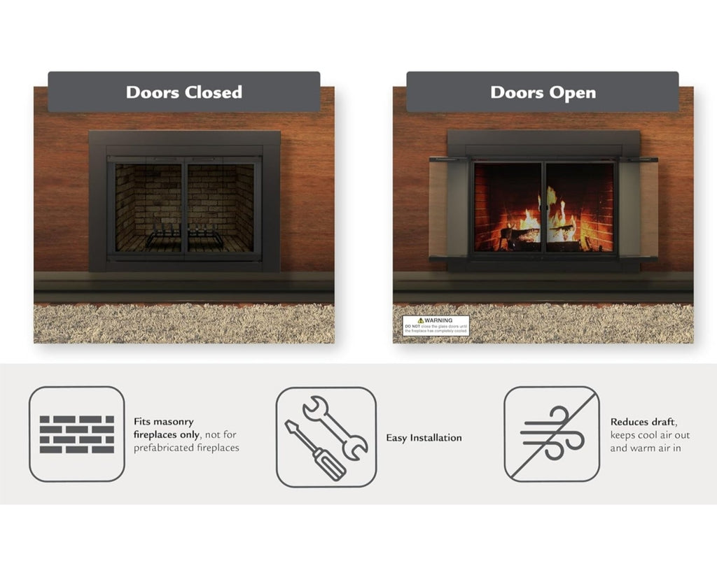 Pleasant Hearth Ascot Medium Glass Fireplace Doors AT-1001 1111 fireplace screen