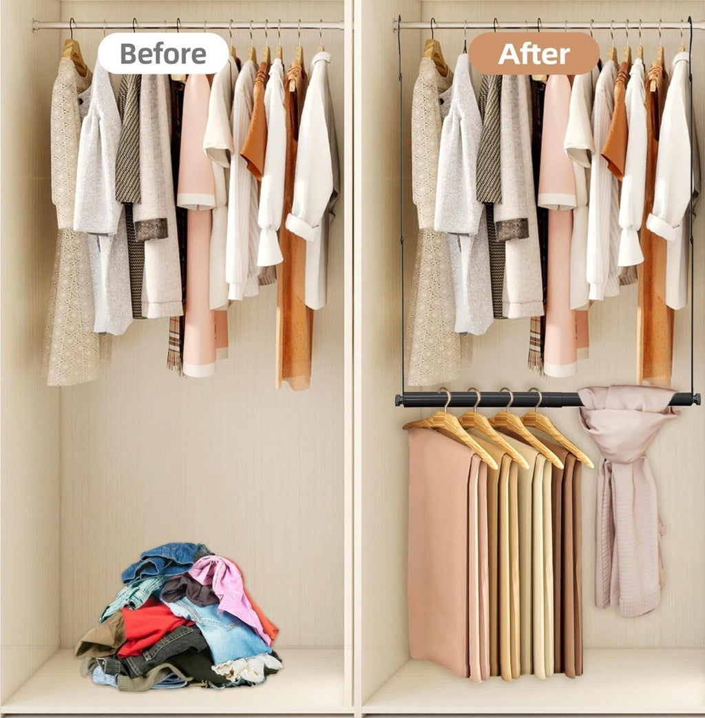 2pk Adjustable Closet Rod Hanging Clothes Heavy Duty Closet Extender Hanging Rod