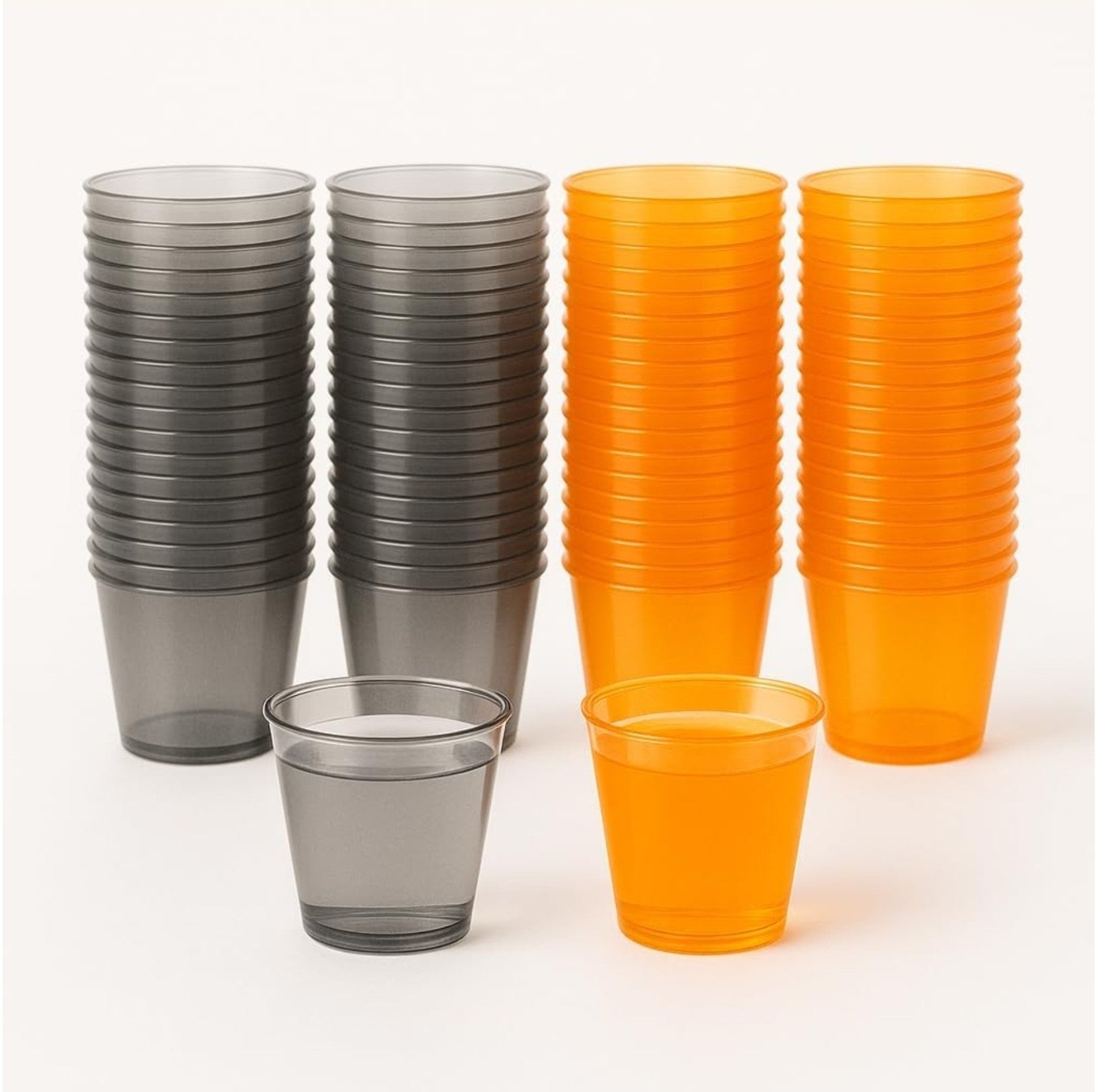 100ct 1 oz Disposable Hard Plastic Shot Glasses Jello Cups Iridescent Neon Party
