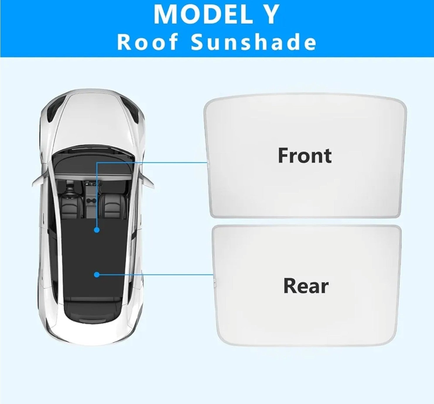 Sunroof Sunshade For Tesla Model 3 2026-2021 / Y 2025-2020 Glass Roof Sun Shade