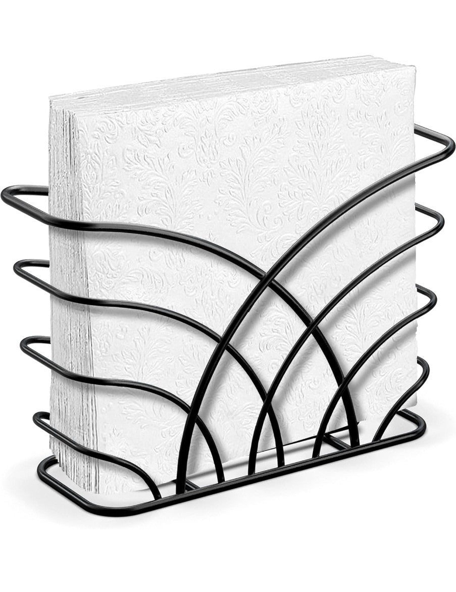 Napkin Holder for Table – Black Iron Upright Napkin Dispenser for Paper Napki...