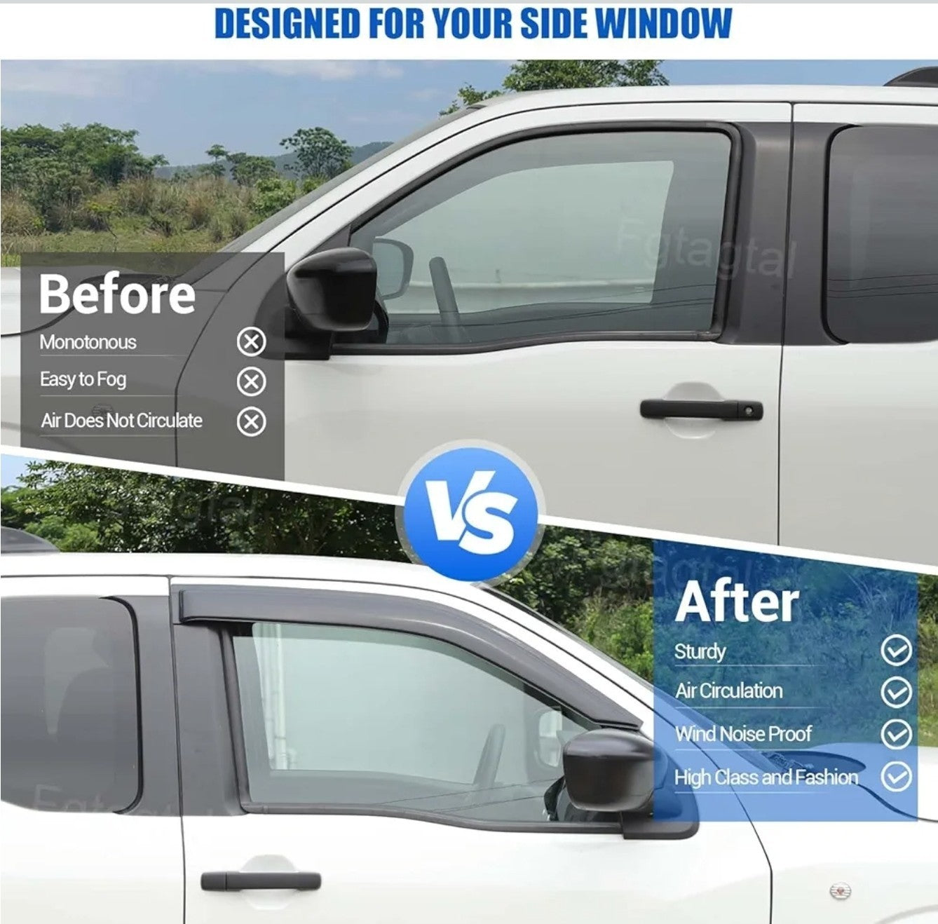 2pcs Side Window Rain Guards Sun Visor Deflectors Fits Nissan Frontier 2022+