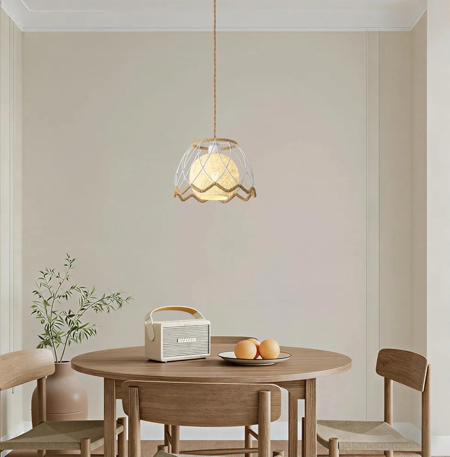 13'' Boho Rattan Pendant 1 Light Hand Woven Chandelier for Dining Room Fixture