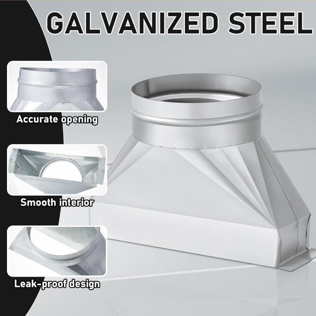 3-1/4 x 10 x 6 Rectangular to Round Duct Vent Range Hood Universally Compatible