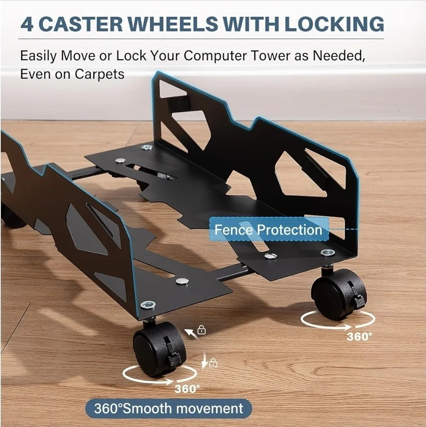 Adjustable Computer Tower Stand, PC Stand Mobile CPU Stand with 4 Rolling Caster