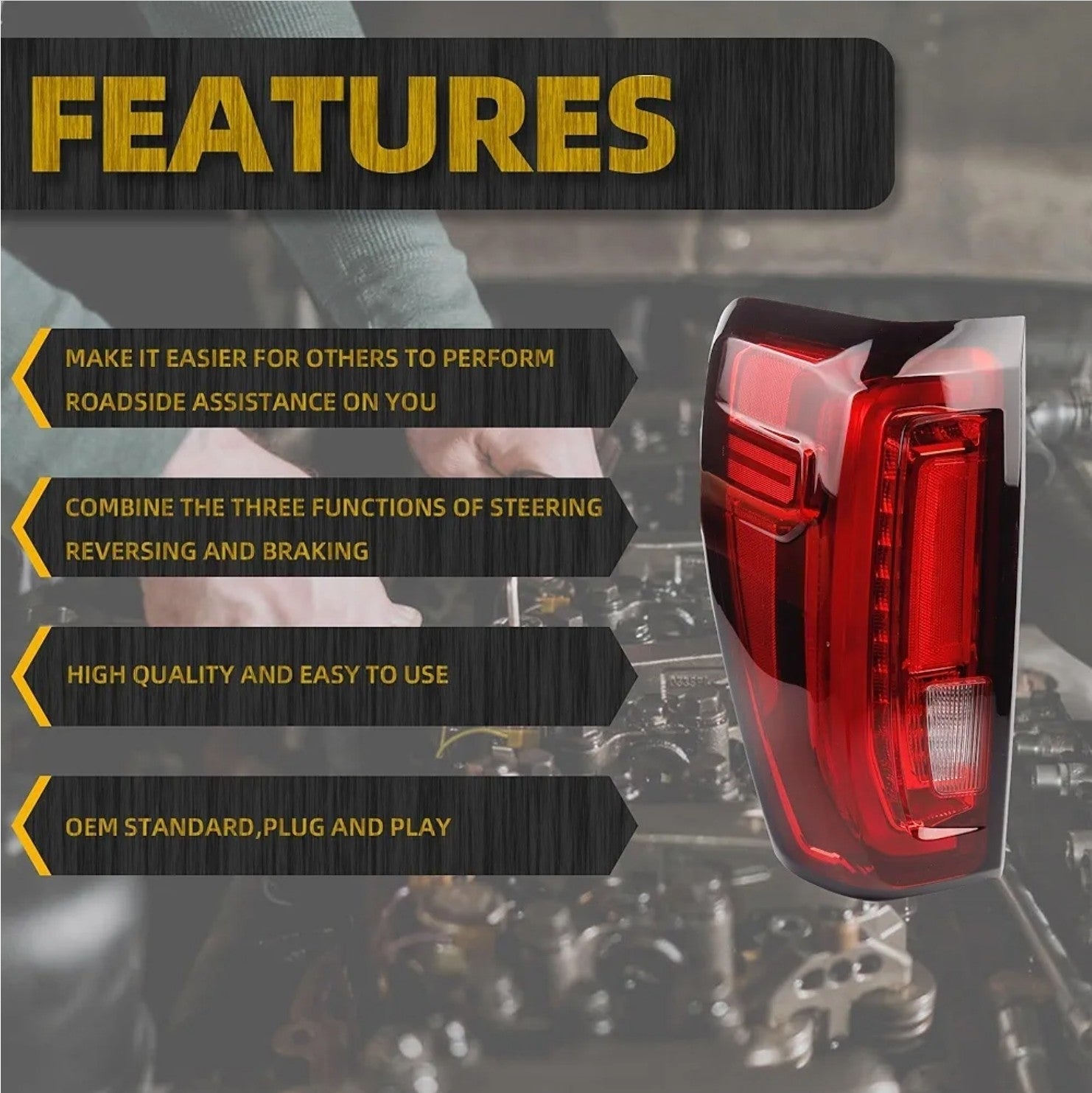 Left Driver Side Tail Light Assembly Rear Lamp LED Type for 2019-2023 GMC Sierra