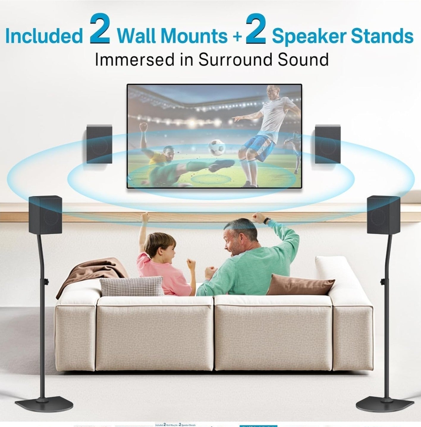 Speaker Stands Pair for Samsung HW-Q990C HW-Q990D Rear Speaker Stand with Wall M