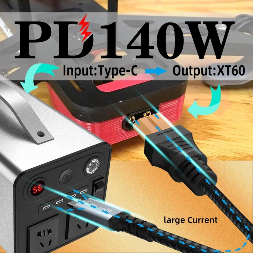 140W USB C to XT60 Fast Charging Cable XT60 Female to Type-C Male For M7 M6 M6D