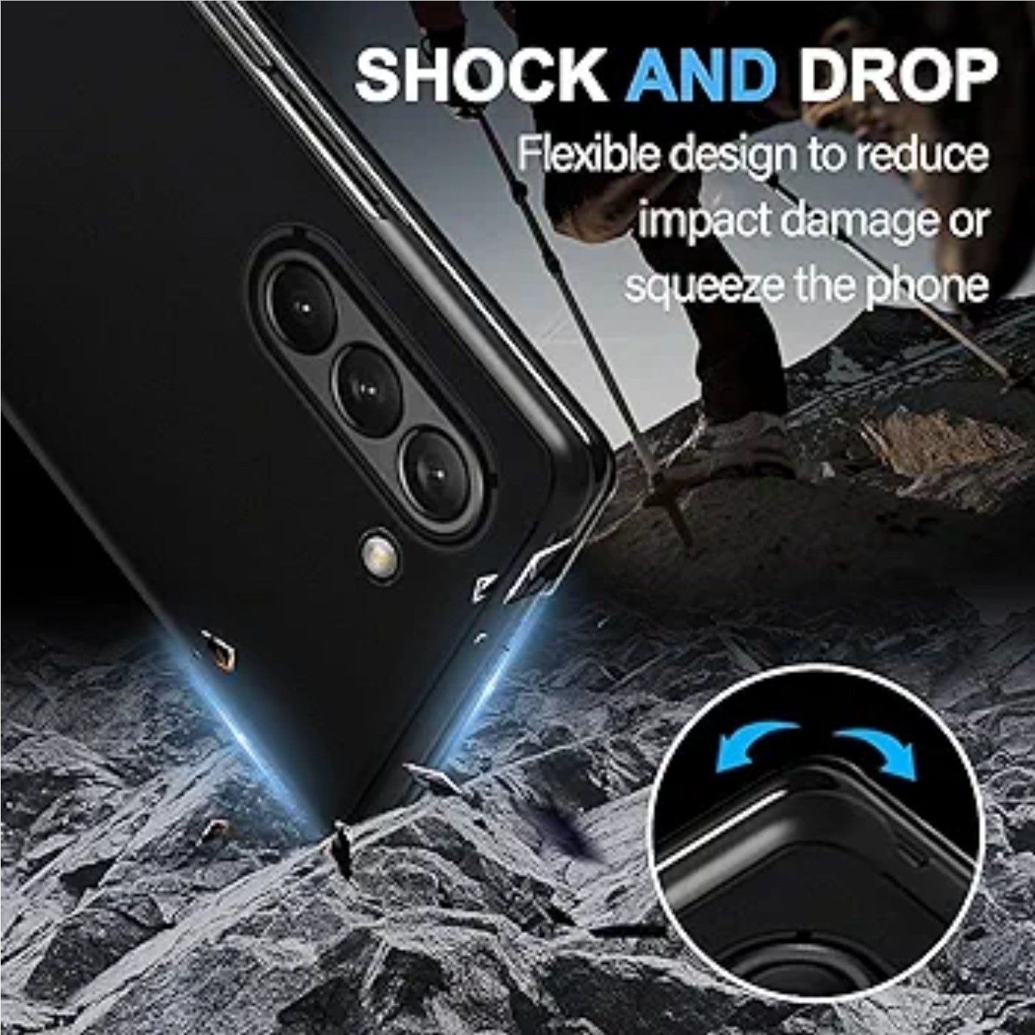 Flip Mirror S-View Phone Case For Samsung Z Fold 6 Stand Cover Clear View Black