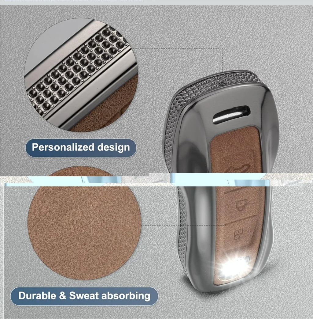 Compatible with Porsche Key Fob Cover with Keychain Leather For Panamera 911 Tay