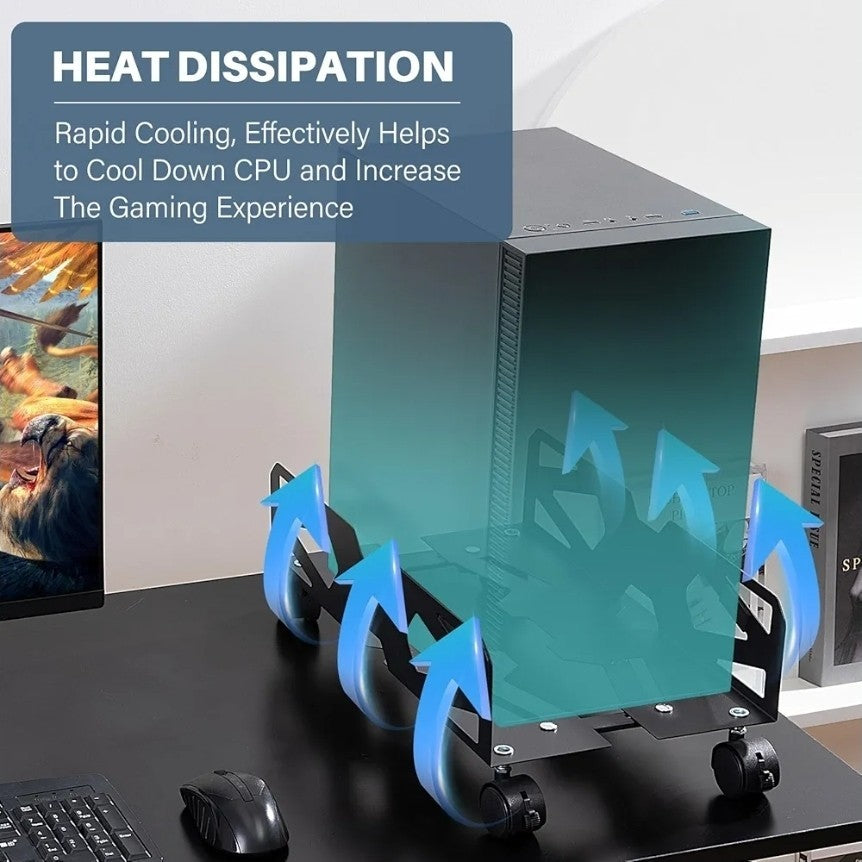 Adjustable Computer Tower Stand, PC Stand Mobile CPU Stand with 4 Rolling Caster