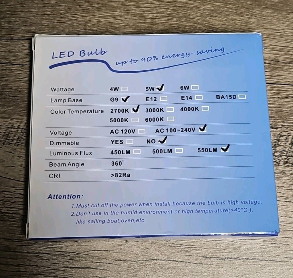 G9 Led Bulbs 5W Replace 50 Watt 60 Watt Halogen Equivalent,2700K Soft Warm 10 Pc