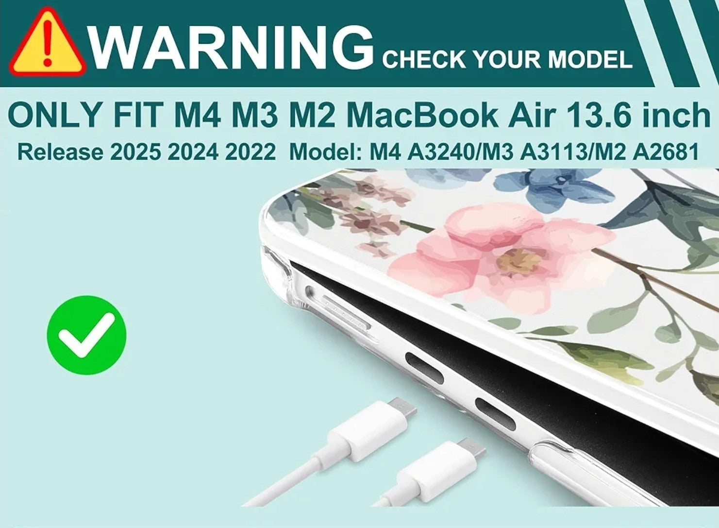 For MacBook Air 13" M2 M3 M4 M5 Crystal Hard Case +Keyboard & Trackpad Protector