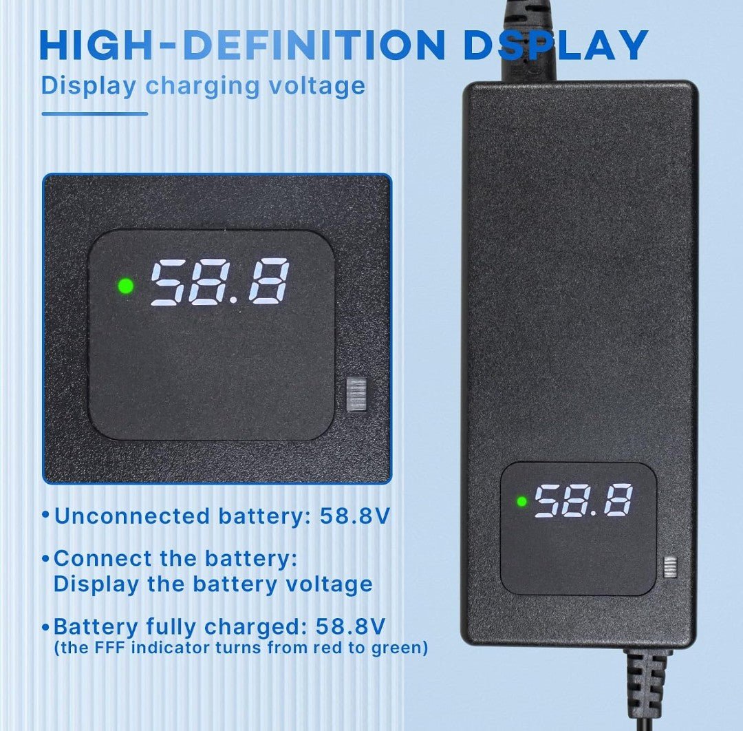 58.8V 2A Lithium Battery Charger for 52V Li-Ion Battery – GX16-3 3-Prong - Horizon Endless