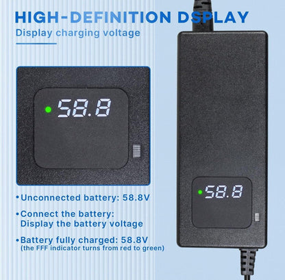 58.8V 2A Lithium Battery Charger for 52V Li-Ion Battery – GX16-3 3-Prong - Horizon Endless