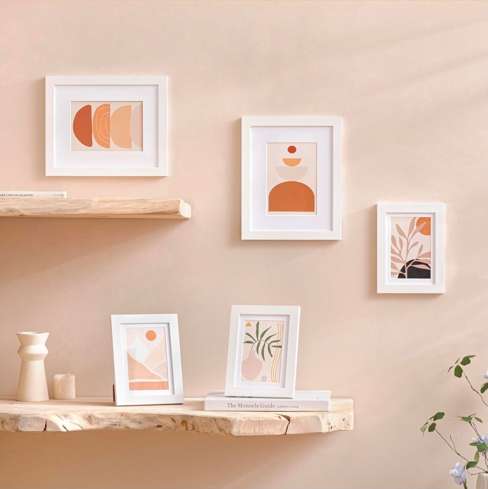 10 White 5x7 Photo Frames Set, Acrylic Cover, Horizontal/Vertical Display, Table/Wall Mount - Horizon Endless