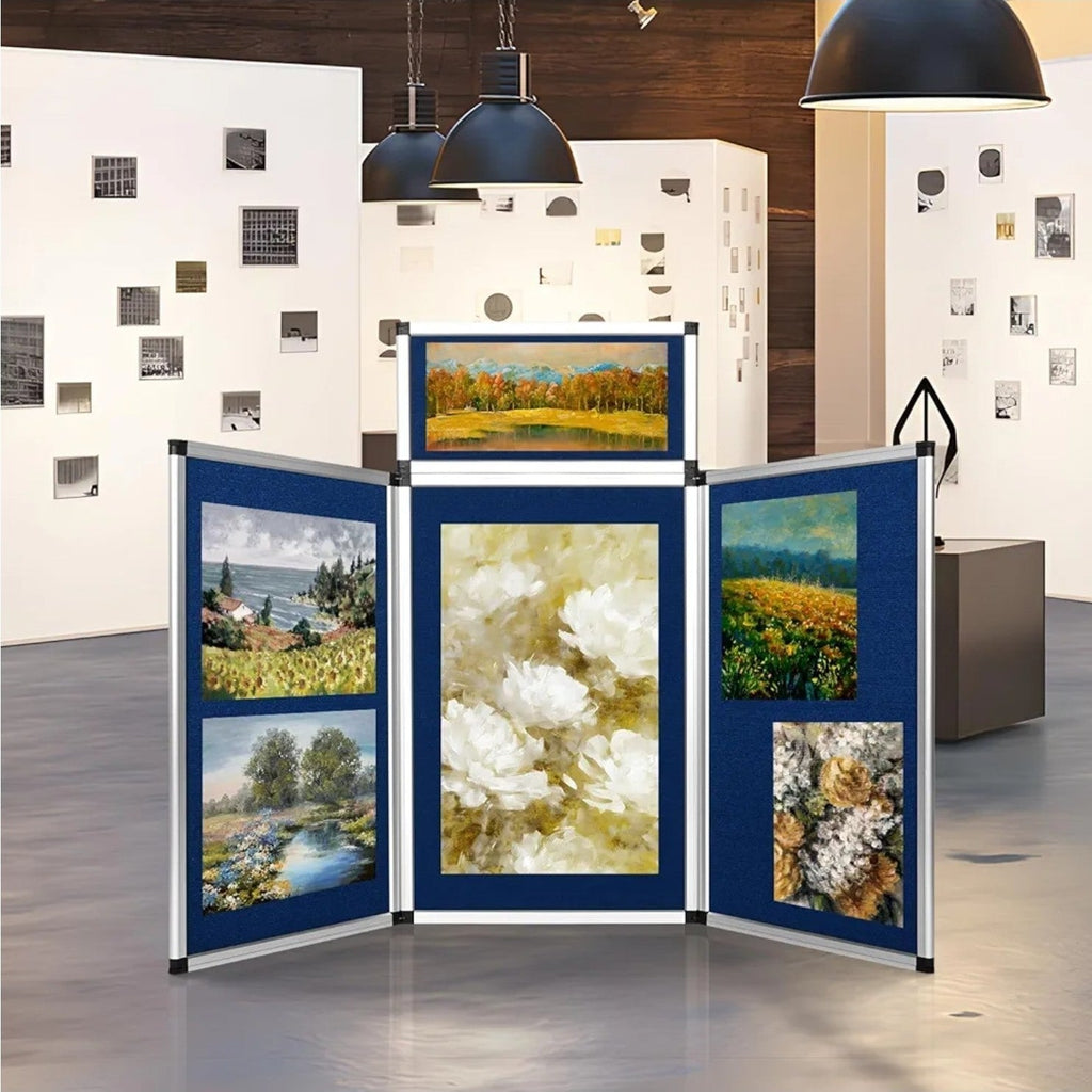 6' 3+1 Blue Panel Header Trade Show Display Presentation Tabletop Desktop Trifo - Horizon Endless