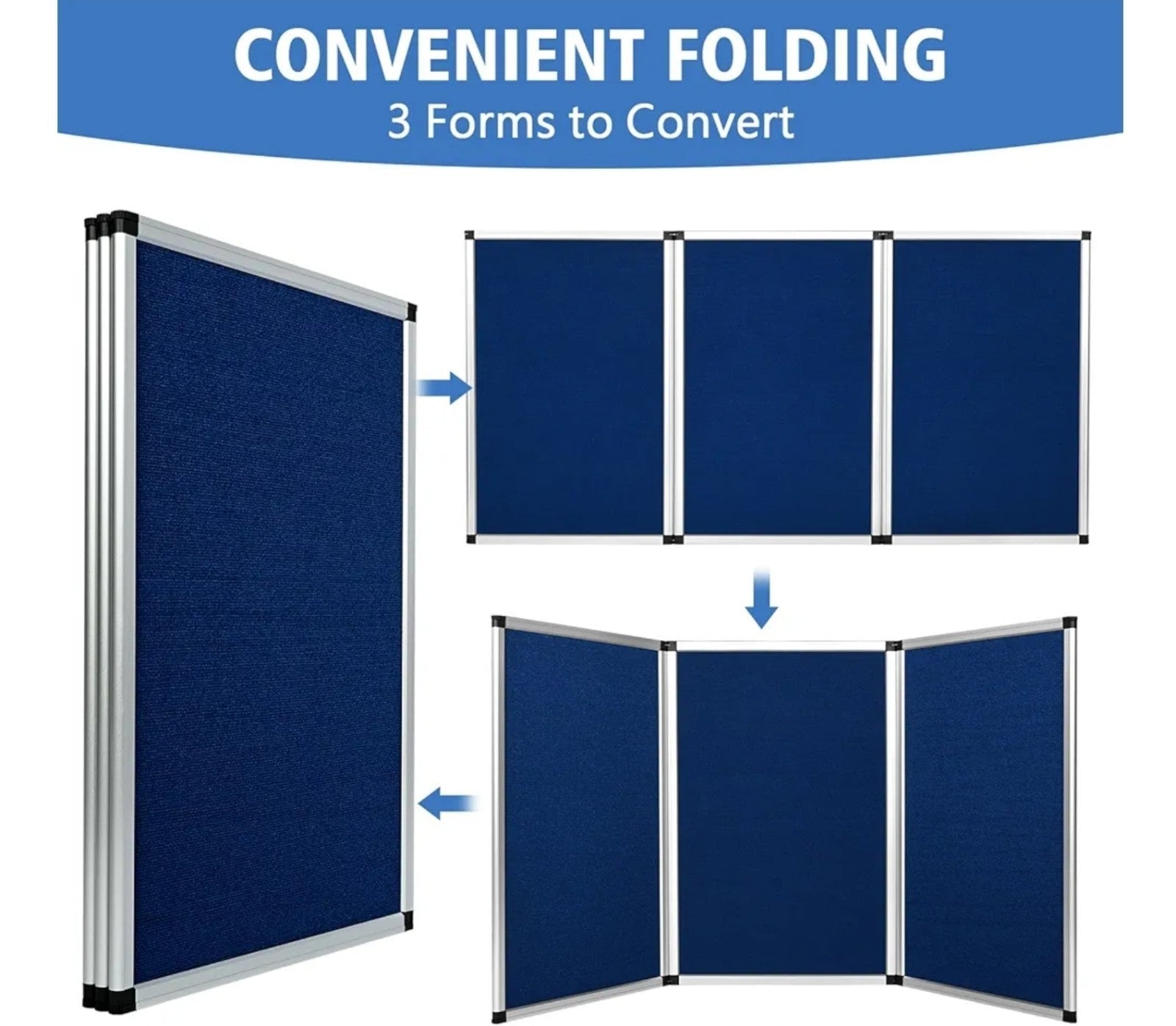 6' 3+1 Blue Panel Header Trade Show Display Presentation Tabletop Desktop Trifo - Horizon Endless