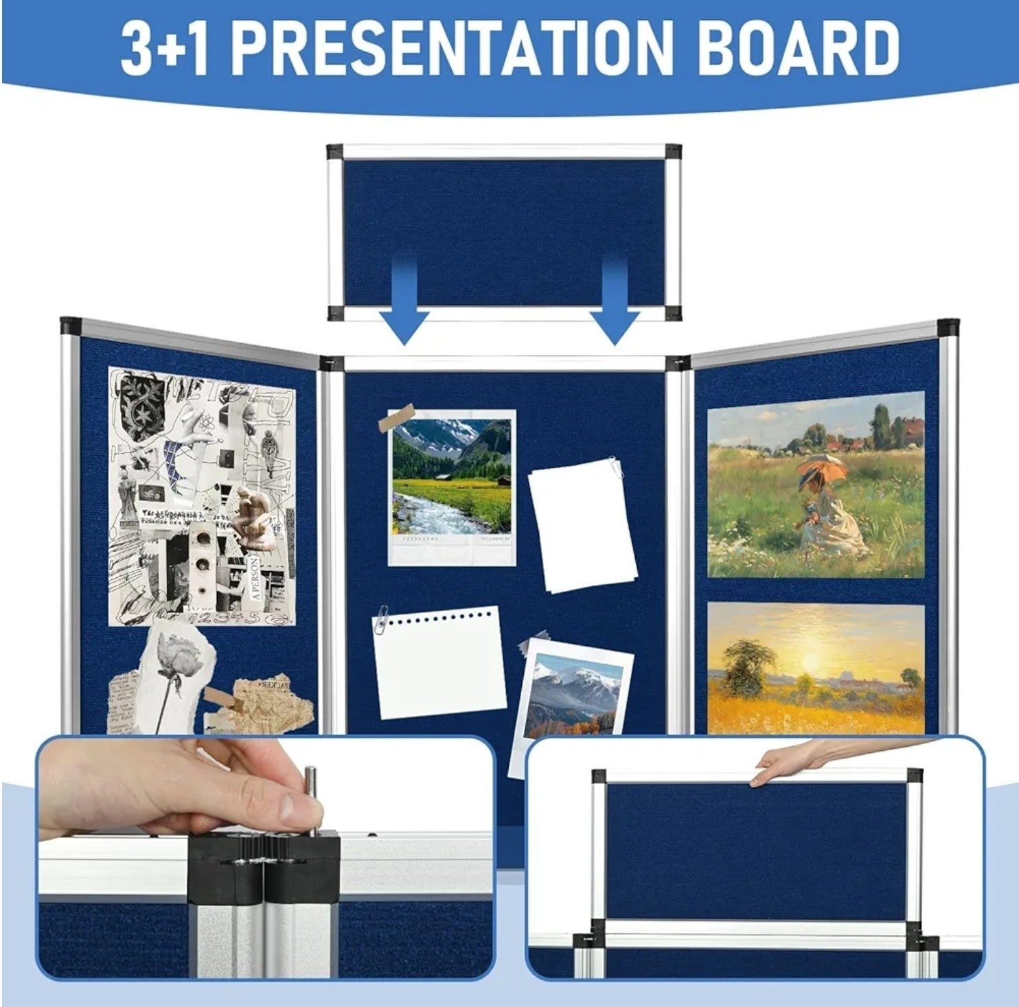 6' 3+1 Blue Panel Header Trade Show Display Presentation Tabletop Desktop Trifo - Horizon Endless