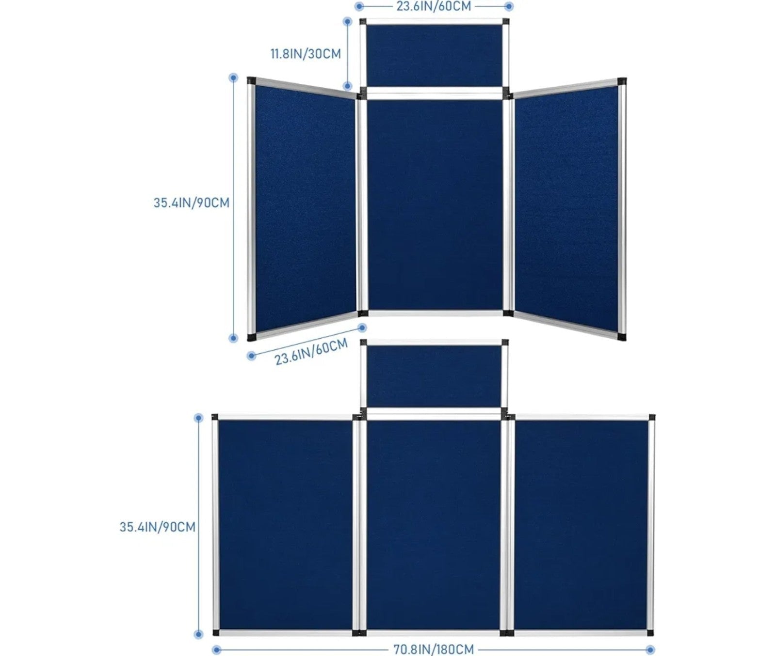 6' 3+1 Blue Panel Header Trade Show Display Presentation Tabletop Desktop Trifo - Horizon Endless