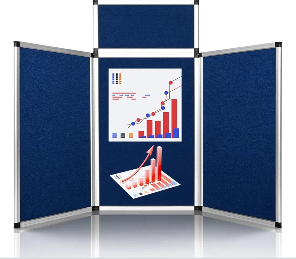 6' 3+1 Blue Panel Header Trade Show Display Presentation Tabletop Desktop Trifo - Horizon Endless