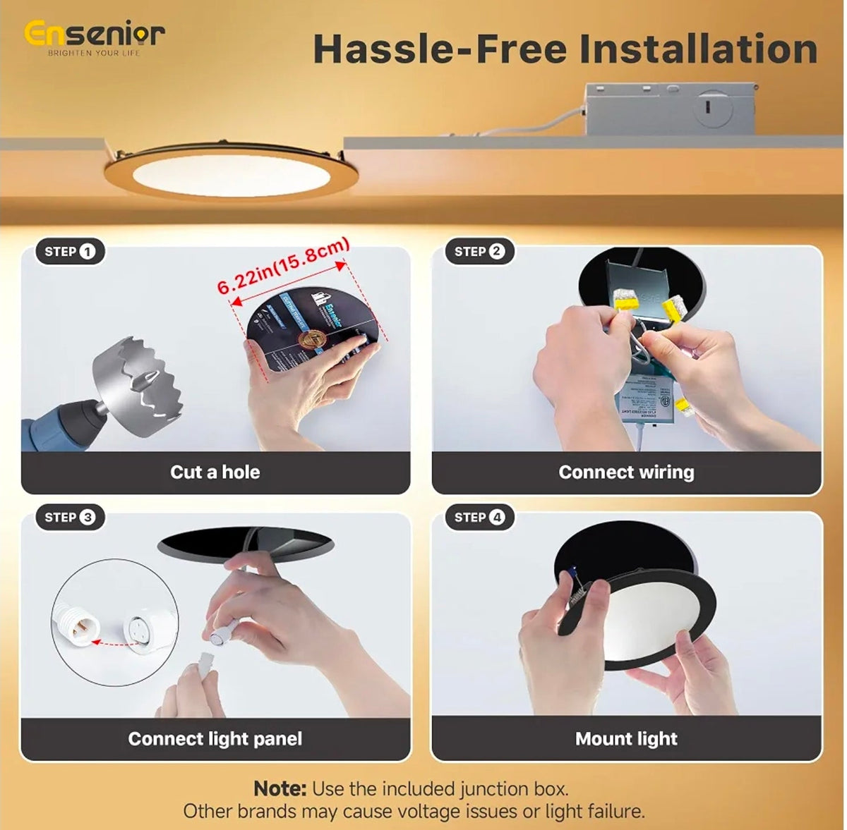 6-Pack 6" LED Recessed Lighting: Dimmable Wafer Lights with Selectable Color Temp - Horizon Endless