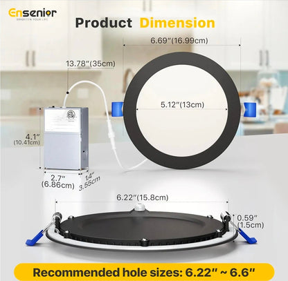 6-Pack 6" LED Recessed Lighting: Dimmable Wafer Lights with Selectable Color Temp - Horizon Endless