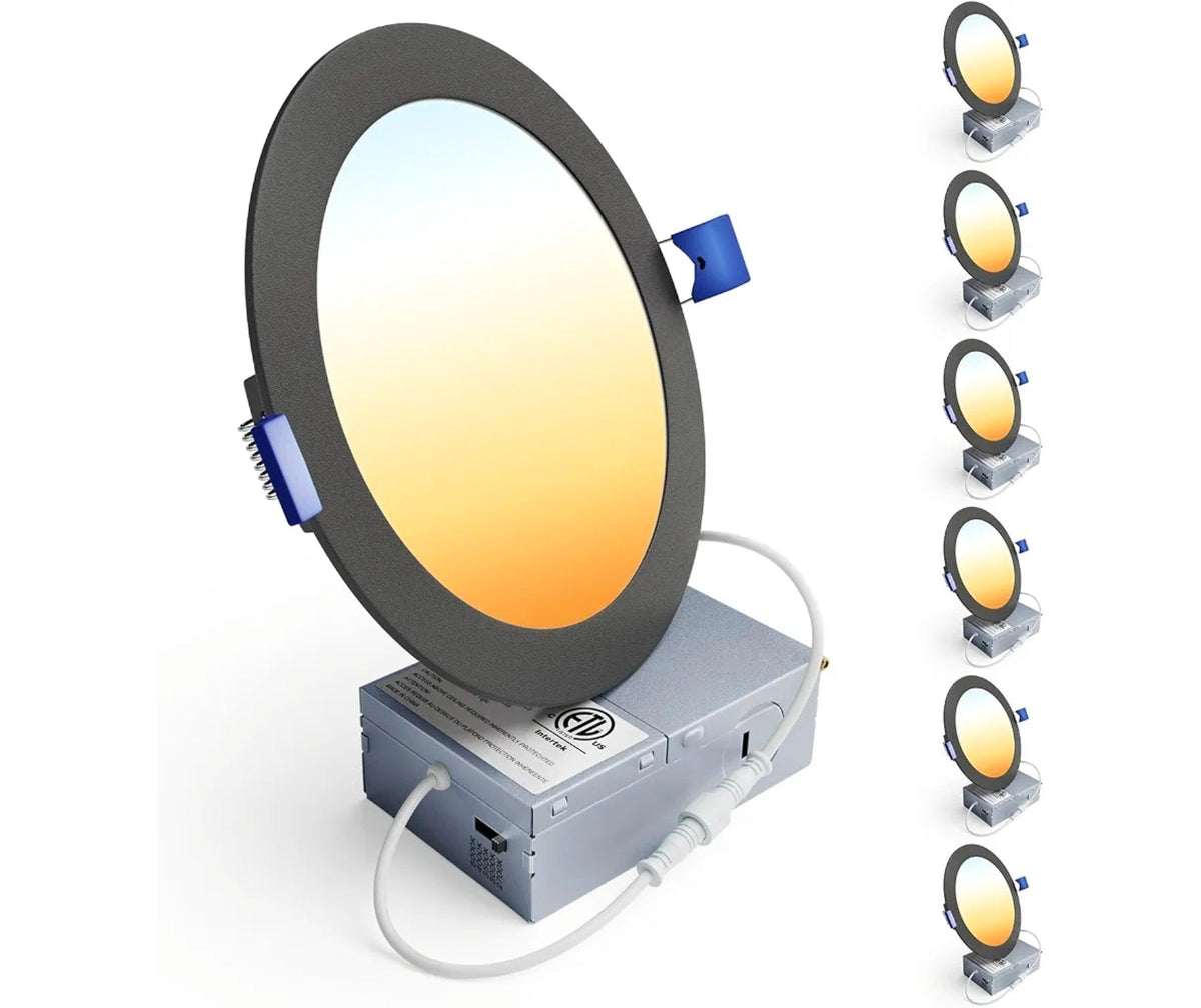 6-Pack 6" LED Recessed Lighting: Dimmable Wafer Lights with Selectable Color Temp - Horizon Endless