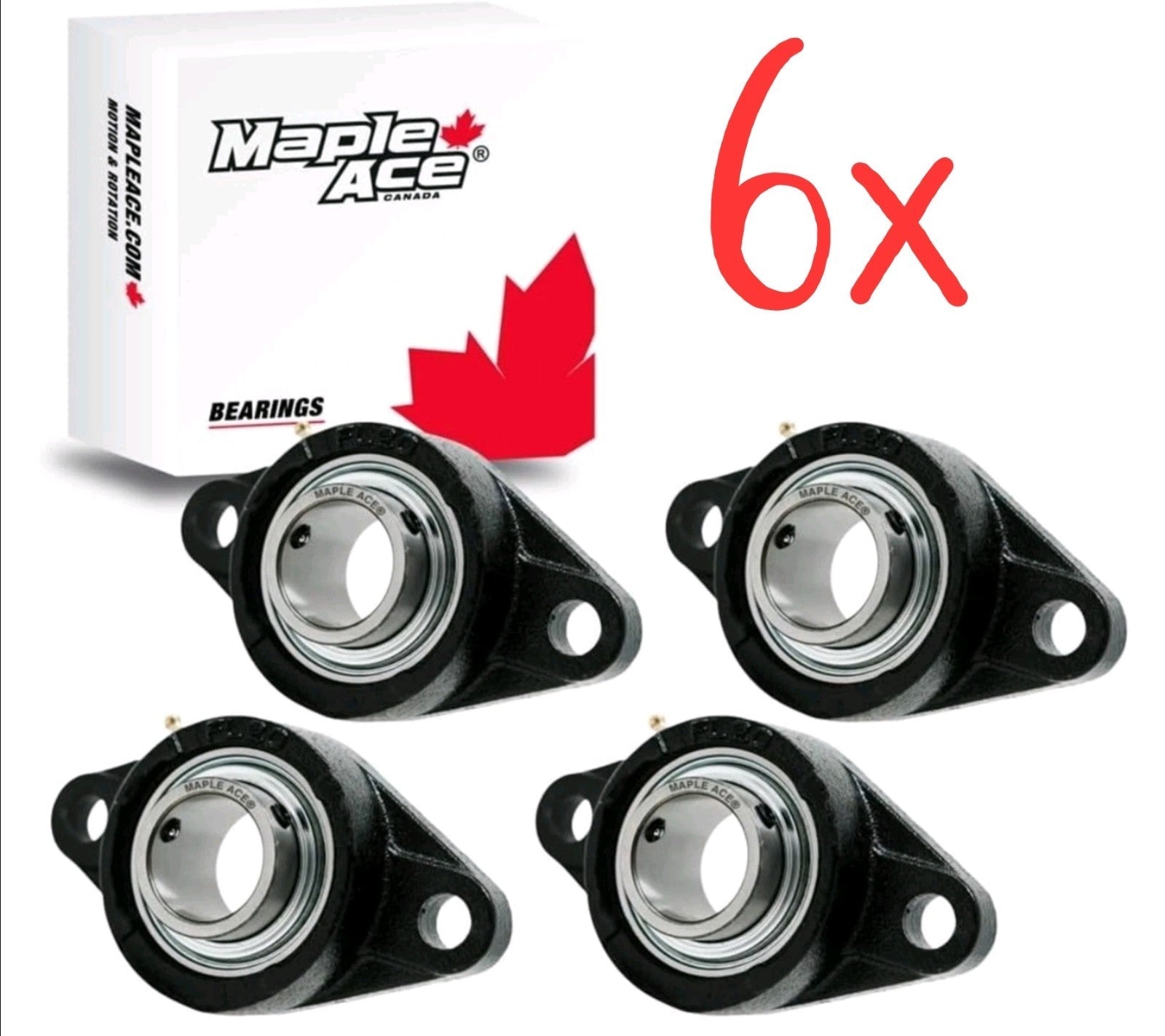 6 Pack UCFL205-16 Flange Bearing 1" Bore, Oval 2-Bolt Self-Aligning, Solid Base - Horizon Endless