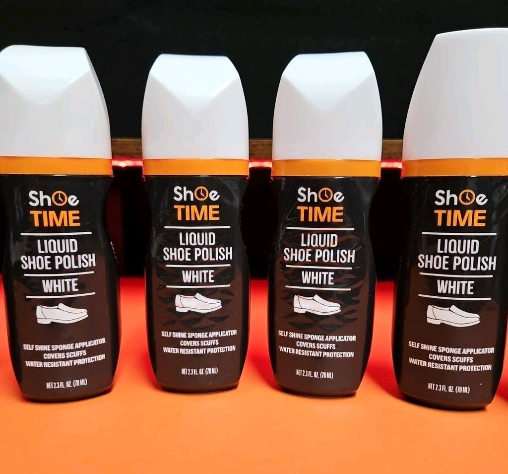 6 Pk Liquid Shoe Polish White 2.3 oz With Self Shine Sponge Applicator New - Horizon Endless