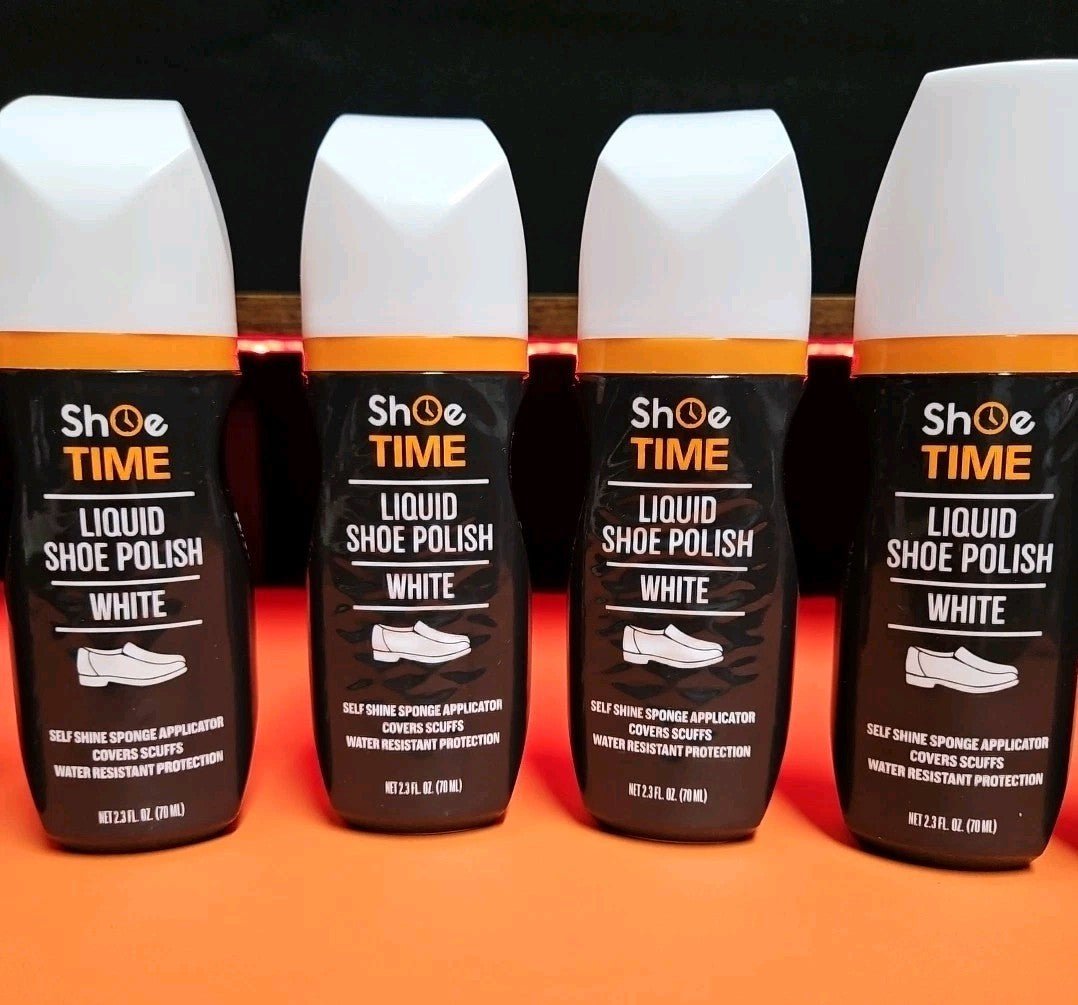 6 Pk Liquid Shoe Polish White 2.3 oz With Self Shine Sponge Applicator New - Horizon Endless