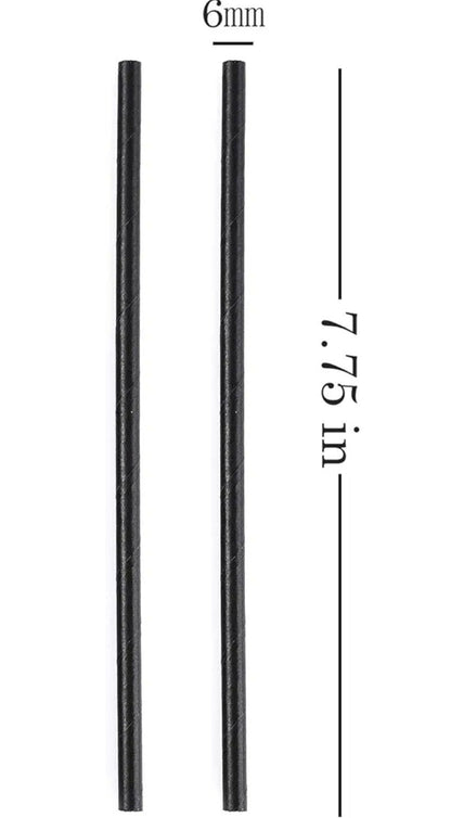 600 pc 7.75" 6mm Unwrapped Jumbo Paper Straws Black Wholesale Food Grade New - Horizon Endless