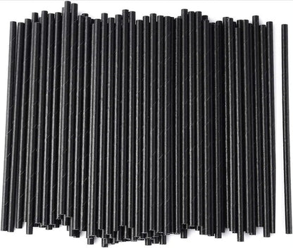 600 pc 7.75" 6mm Unwrapped Jumbo Paper Straws Black Wholesale Food Grade New - Horizon Endless