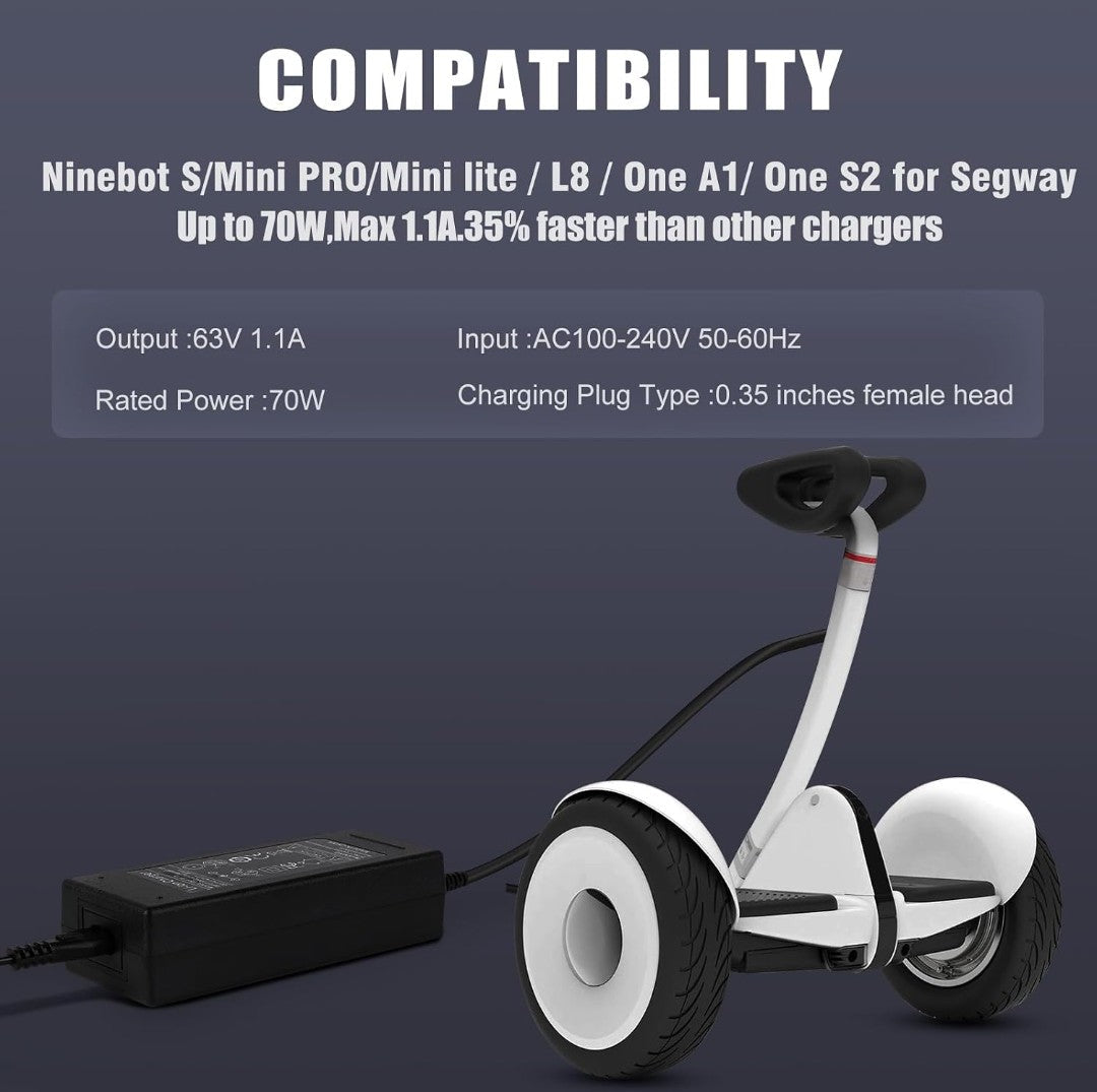 63V 4-Pin Charger for Segway Ninebot S, MiniPRO, S-MAX, GoKart PRO & One S2 - Horizon Endless