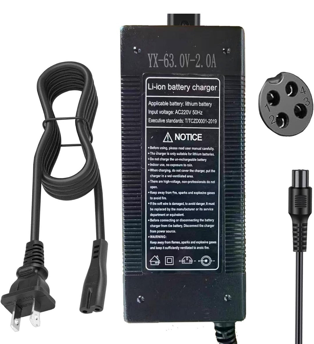 63V 4-Pin Charger for Segway Ninebot S, MiniPRO, S-MAX, GoKart PRO & One S2 - Horizon Endless