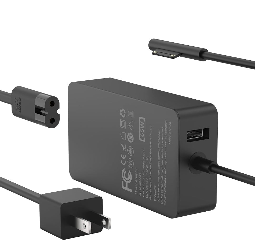 65W Charger Compatible with Microsoft Surface Pro 11, 10, 9, 8, 7+, 7, 6, 5, 4, 3, X, Power Adapter for Windows Surface Laptop 7/6/5/4/3/2/1, Go Tablet, Book 3/2/1, Support 44W, 36W, LED, 10FT - Horizon Endless