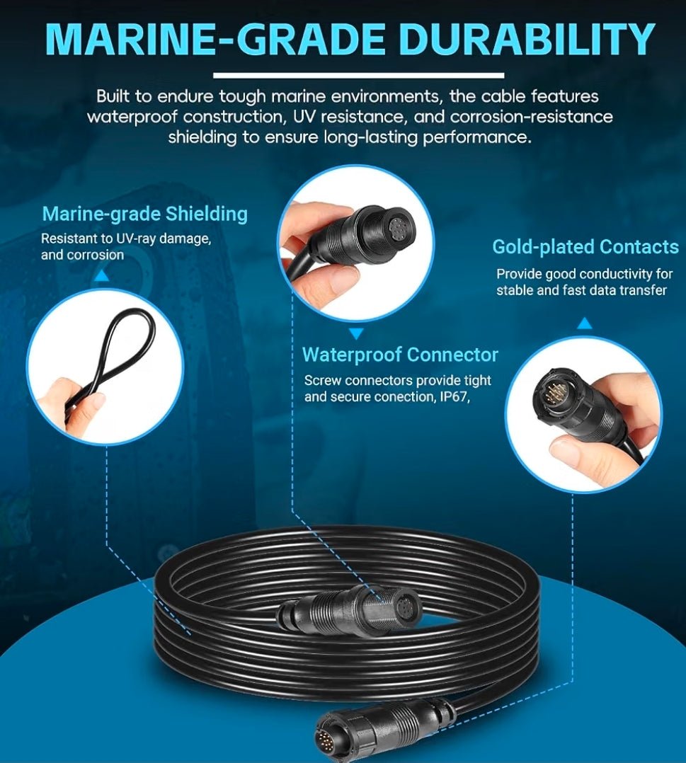720106-1 EC M3 14W10 14-Pin Transducer Extension Cable, 10-feet For Humminbird XPLORE/APEX/SOLIX Series, All 14-pin transducer and Built-in MEGA Imaging On Select Minn Kota Trolling Motors - Horizon Endless