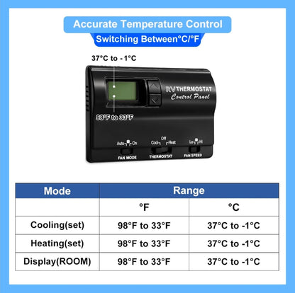 83303862 RV Digital Thermostat Replacement for Heat/Cool T-Stat Wall Coleman Mach 8330 Series 83303362 8330-336 337 338 339 368 386 Wall AC Thermostat - Horizon Endless